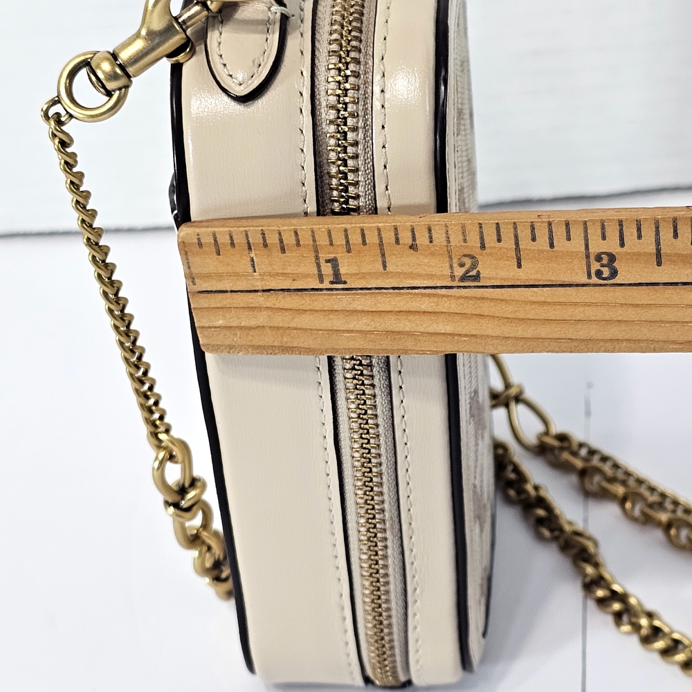 Coach Beige Signature Crossbody Bag with Gold Chain - Picture 4 of 12